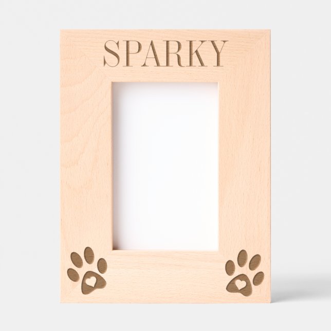 Pet Dog Cat Paws Love Custom Name Etched Frames (Front)