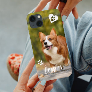 Pet Dog Cat Personalized Photo Template Paw Heart Case-Mate iPhone 14 Case