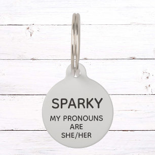 Pet Dog Cat Pronouns Customize ID Lost Pet ID  Tag