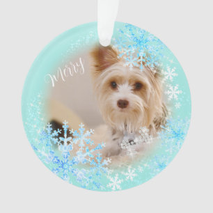 Pet  Dog Christmas Blue Ornament