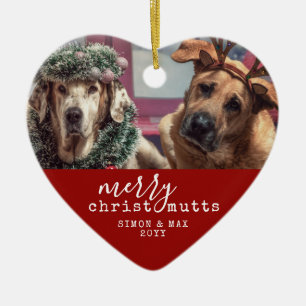 Pet Dog Christmas Funny Personalized Heart Shape Ceramic Ornament