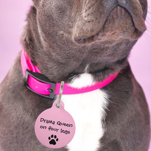 Pet Dog Drama Queen on four legs Funny Custom Lost Tag