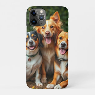 Pet Dog Family, Happy dogs Trio Throw Pillow iPhone 11 Pro Case