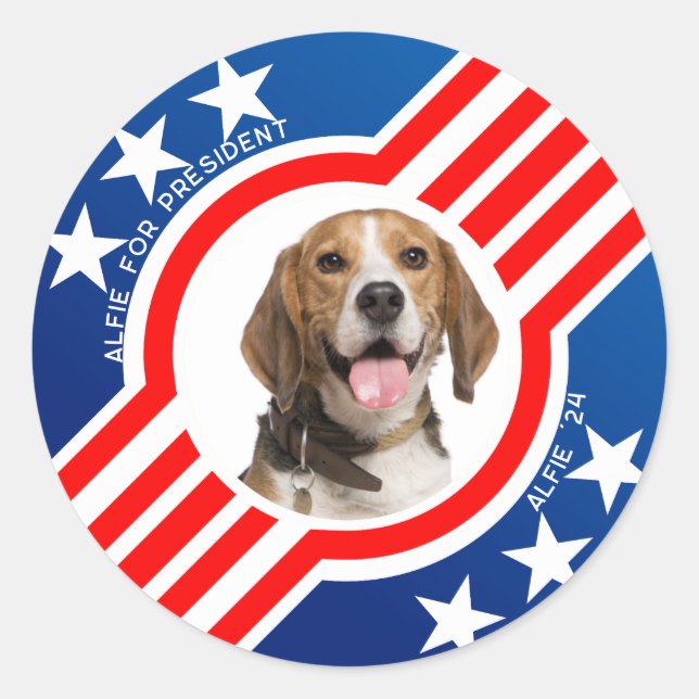 Pet Dog for President Photo USA Elections 2024 Classic Round Sticker (Front)