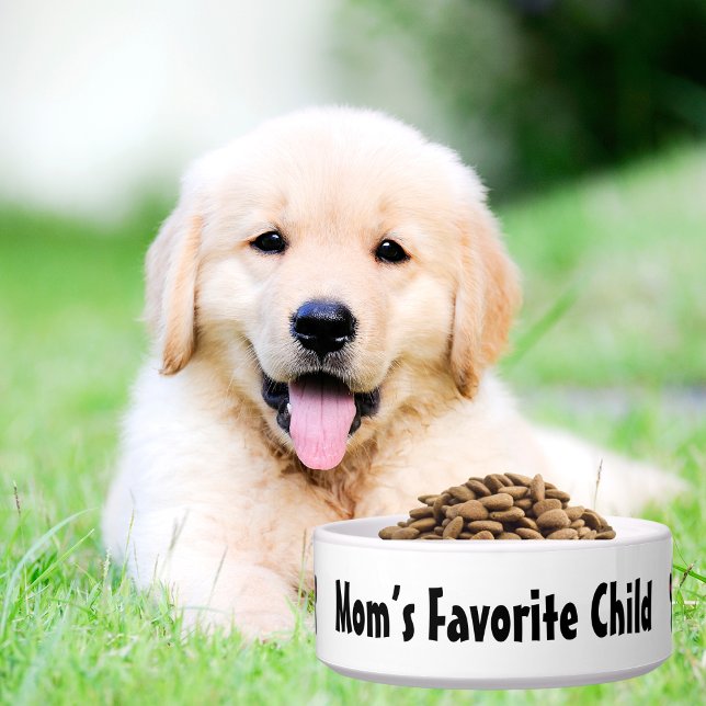 Pet Dog Funny “Mom’s Favourite Child” & paw prints Bowl (Creator Uploaded)