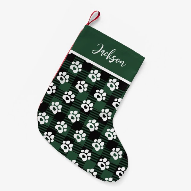 Pet Dog Gingham Christmas Stocking (Front (Hanging))