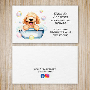 Pet Dog Grooming and Bathing Service Custom Business Card
