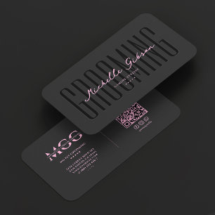 Pet Dog Grooming Canin Stylist Vet Pink Black Business Card