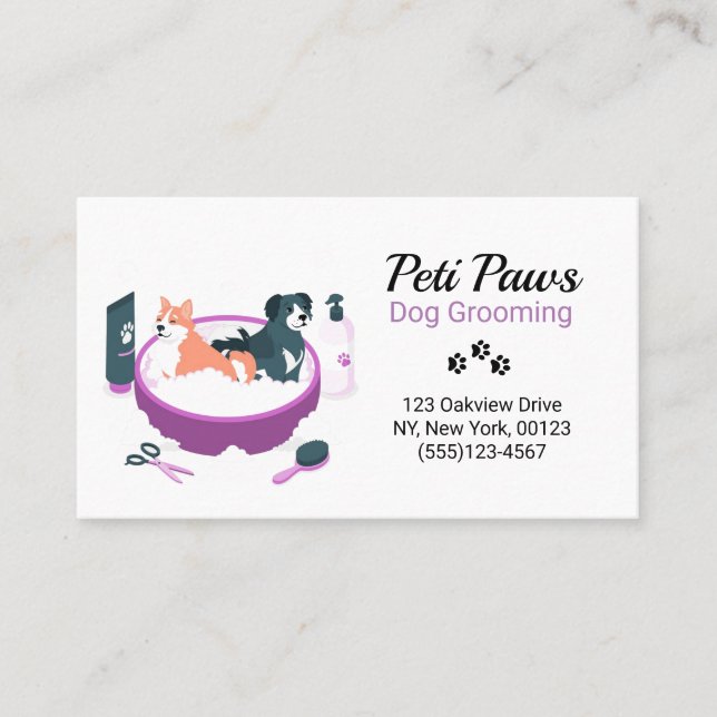 Pet Dog Grooming Service Business Card (Front)