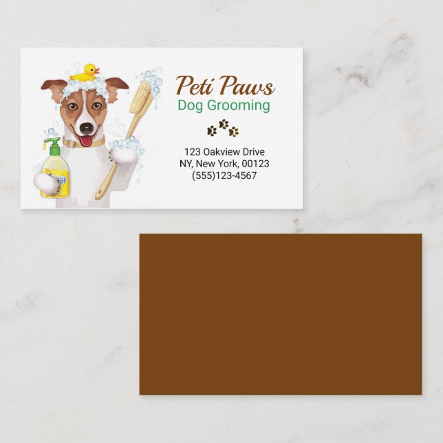 Pet Dog Grooming Service Business Card (Front/Back)