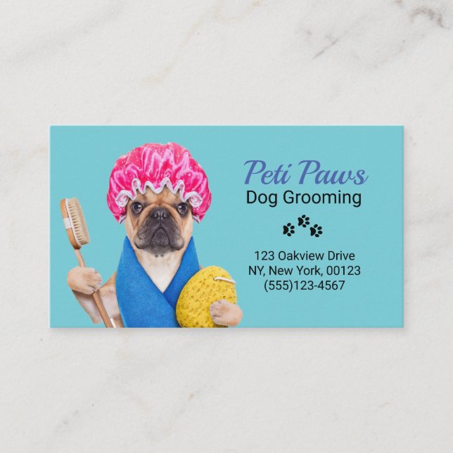 Pet Dog Grooming Service Business Card (Front)