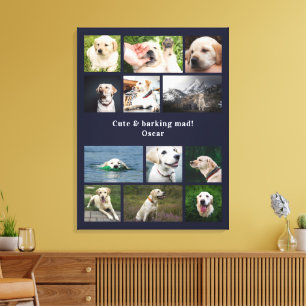 Pet Dog Lover Custom 12 Photo Collage Canvas Print