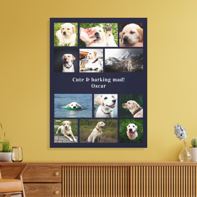 Pet Dog Lover Custom 12 Photo Collage Canvas Print (Insitu(LivingRoom))