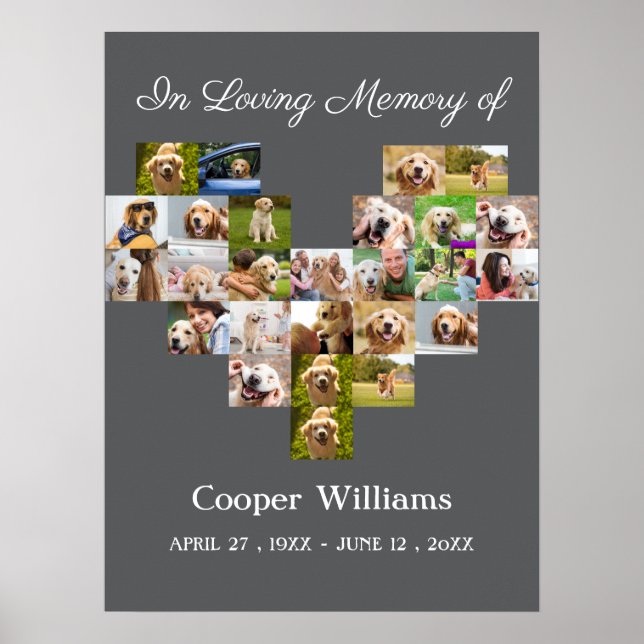 Pet Dog Memorial Custom Photo collage Pet Loss  Poster (Front)