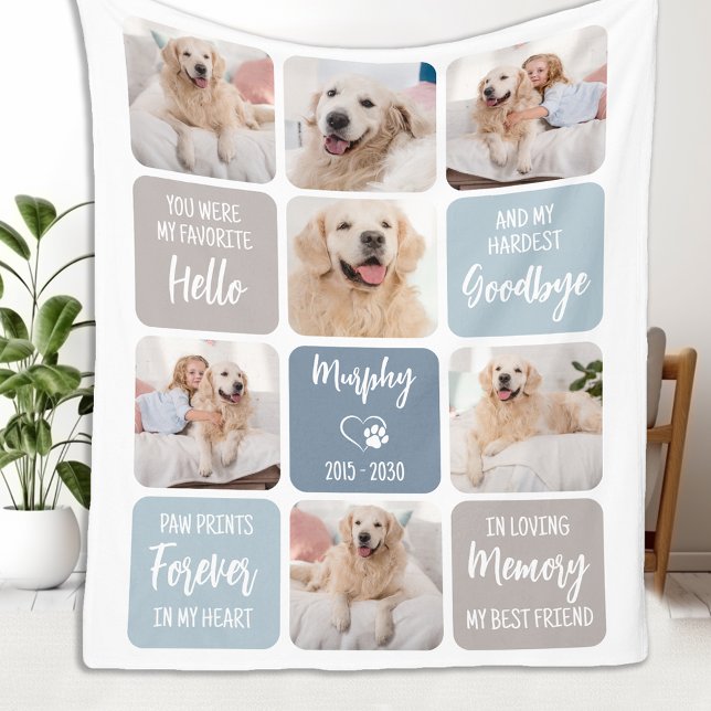 Pet Dog Memorial Favourite Hello Custom 7 Picture Fleece Blanket (Creator Uploaded)