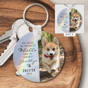 Pet Dog Memorial Favourite Hello Photo Rainbow Keychain