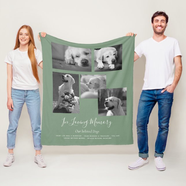 Pet Dog Memorial Keepsake Photo Collage Gift Poem  Fleece Blanket (In Situ)