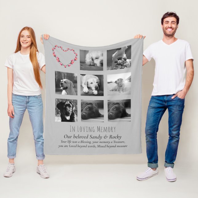 Pet Dog Memorial Keepsake Photo Collage Gift Poem  Fleece Blanket (In Situ)
