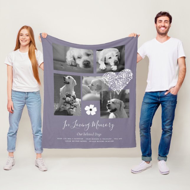 Pet Dog Memorial Keepsake Photo Collage Gift Poem  Fleece Blanket (In Situ)