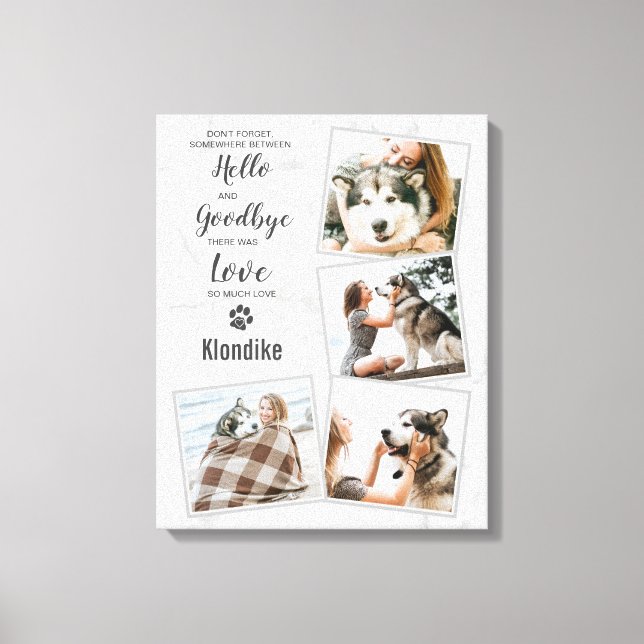 Pet Dog Memorial Marble 4 Photo Collage Canvas Print (Front)
