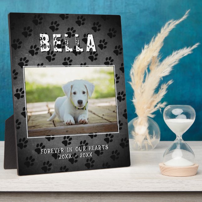 Pet Dog Memorial Paw Prints Chalkboard Photo  Plaque (Side)