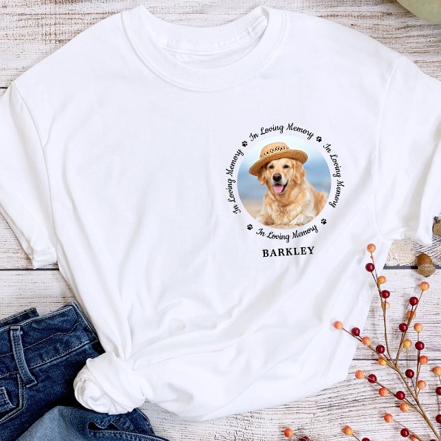 Pet Dog Memorial Paw Prints Simple Chic Photo T-Shirt (Creator Uploaded)