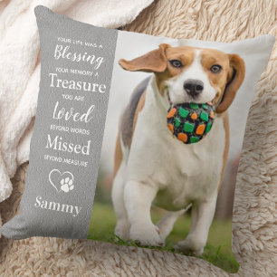Pet Dog Memorial Personalized 2 Picture Sympathy Throw Pillow