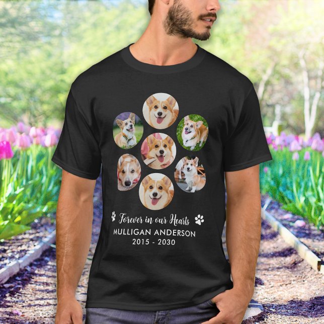 Pet Dog Memorial Personalized 7 Photo Collage T-Shirt (Creator Uploaded)