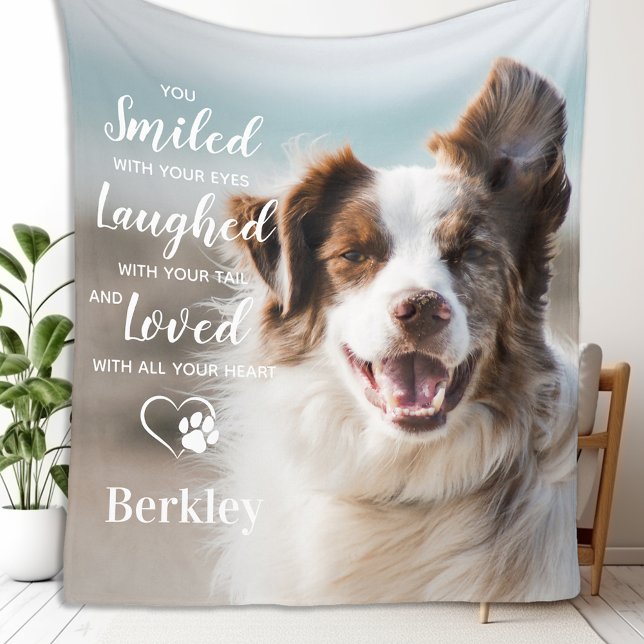 Pet Dog Memorial Personalized Photo Remembrance Fleece Blanket (Creator Uploaded)