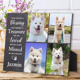 Pet Dog Memorial Personalized Remembrance 4 Photo Plaque