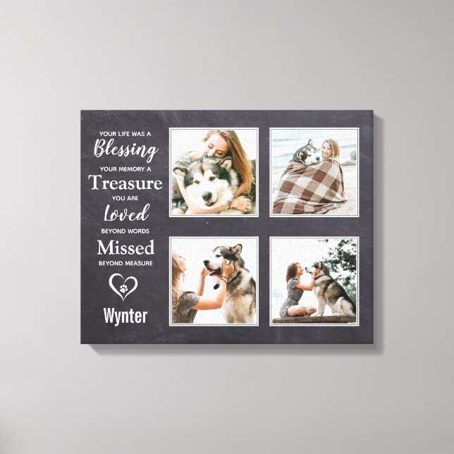 Pet Dog Memorial Pet Loss Photo Collage Canvas Print (Front)