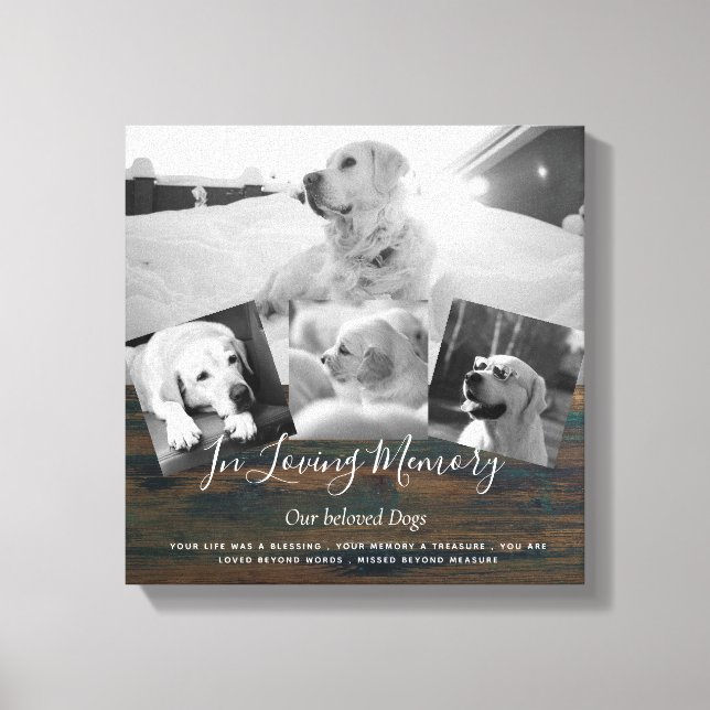 Pet Dog Memorial Photo Collage Remembrance Poem Canvas Print (Front)