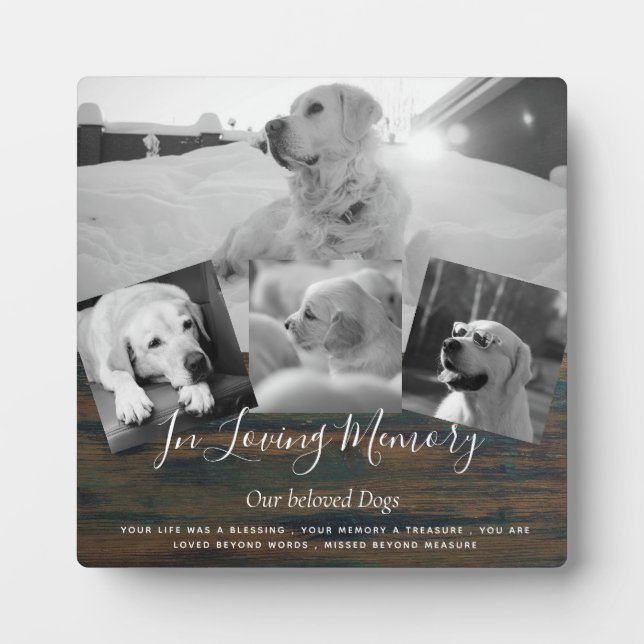 Pet Dog Memorial Photo Collage Remembrance Poem Plaque (Front)