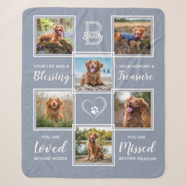 Pet Dog Memorial Photo Collage Sherpa Blanket (Front)
