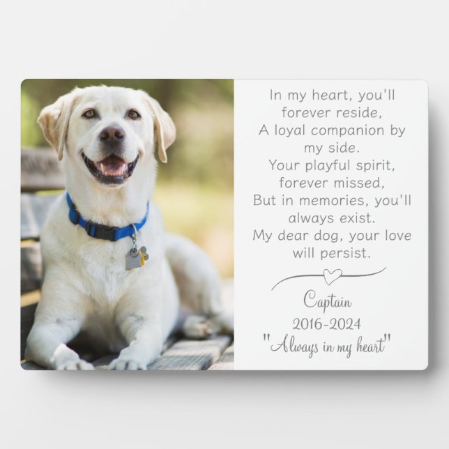 Pet Dog Memorial Plaque with Easel (Front)