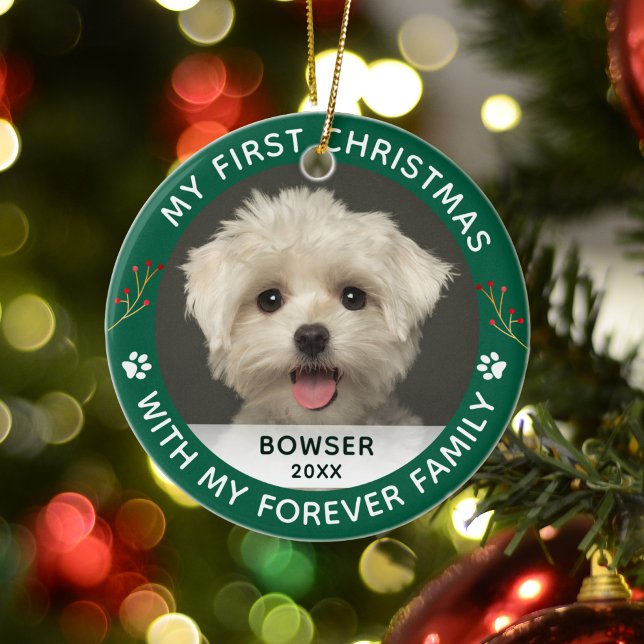 Pet Dog My First Christmas Custom Photo Ceramic Ornament (Creator Uploaded)