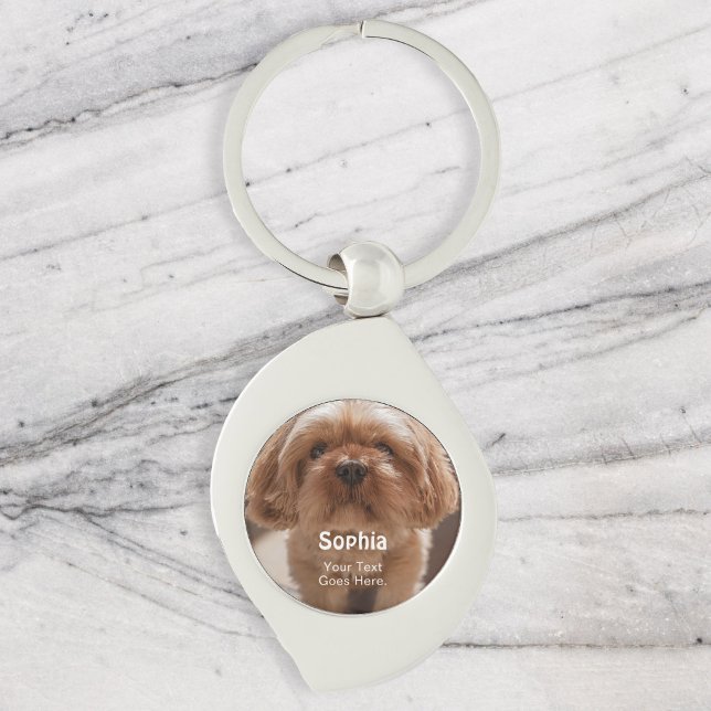 Pet Dog Name Photo Simple Keychain (Creator Uploaded)