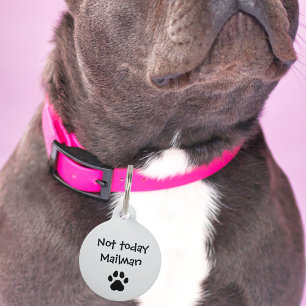 Pet Dog Not today Mailman & Paw Funny Custom Lost Tag