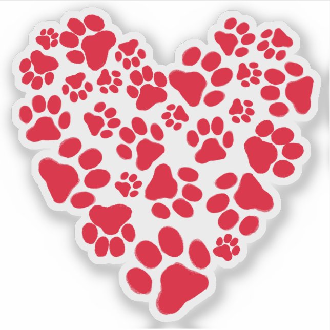 Pet Dog or Cat Paw Prints Heart Animal Lover's (Front)