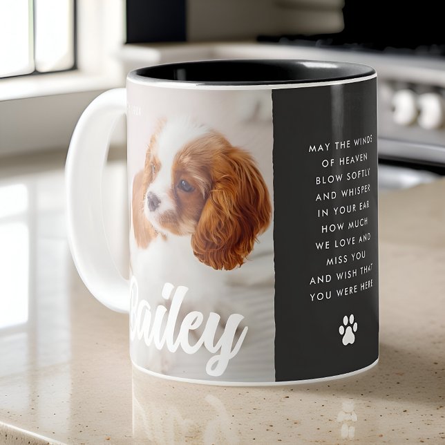 Pet Dog Paw Memorial Keepsake Modern Simple Photo Two-Tone Coffee Mug (Creator Uploaded)