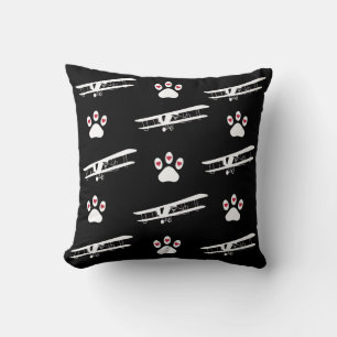 Pet Dog Paw Print & Airplane, Simple Cute Aviation Throw Pillow