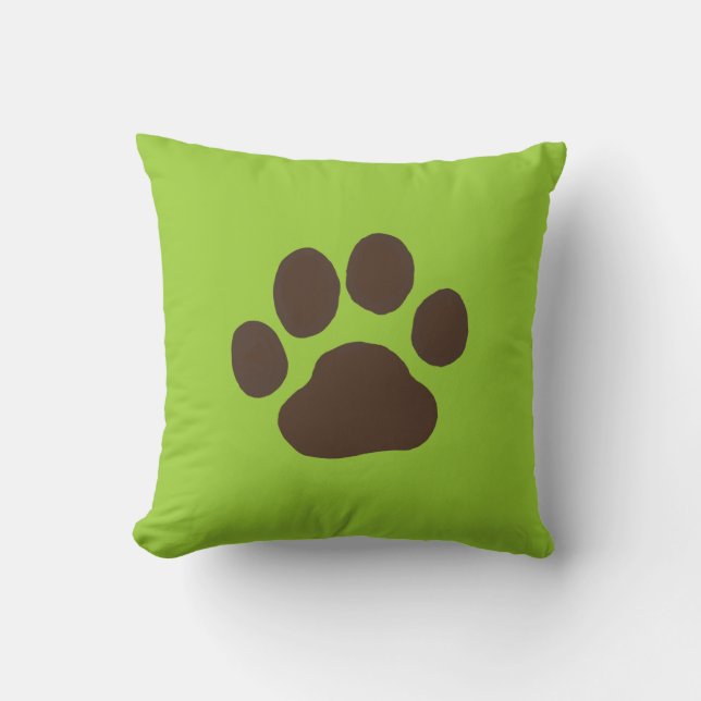 Pet Dog Paw Print | Cool Canine Lover's Throw Pillow (Front)