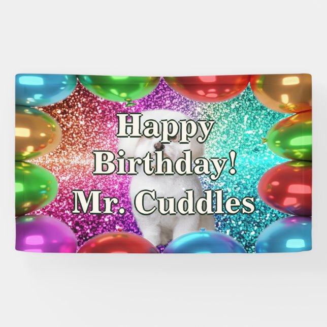 Pet Dog Personalized character birthday banner (Horizontal)