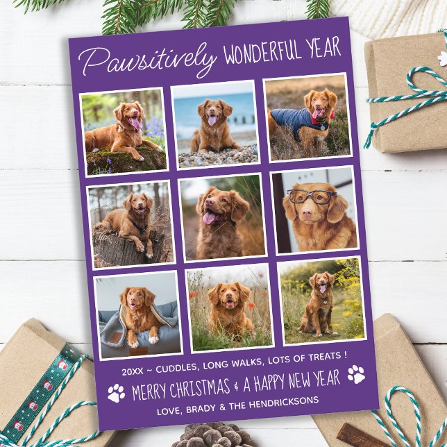Pet Dog Personalized Photo Collage Year In Review  Holiday Card (Creator Uploaded)