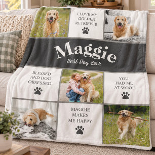 Pet Dog Photo Collage Fleece Blanket