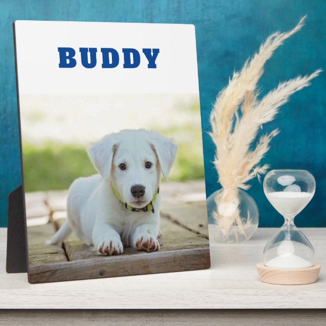 Pet Dog Photo Cute Custom Name Keepsake  Plaque (Side)