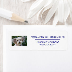 Pet Dog Photo Elegant Modern Return Address Label
