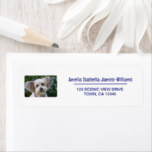 Pet Dog Photo Elegant Modern Return Address Label