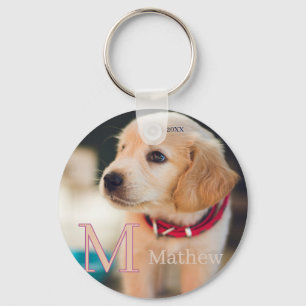 pet dog photo est year name monogram cat parent keychain