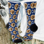 Pet Dog Photo Paw Prints Custom Pattern Navy Blue Socks<br><div class="desc">Capture Memories with Every Step Introducing the Personalized Dog Photo Socks – the ultimate gift for dog lovers and a heartfelt way to keep your furry friend close, even when they're not around. These socks are perfect for creating a collage of your favourite dog photos, allowing you to showcase your...</div>